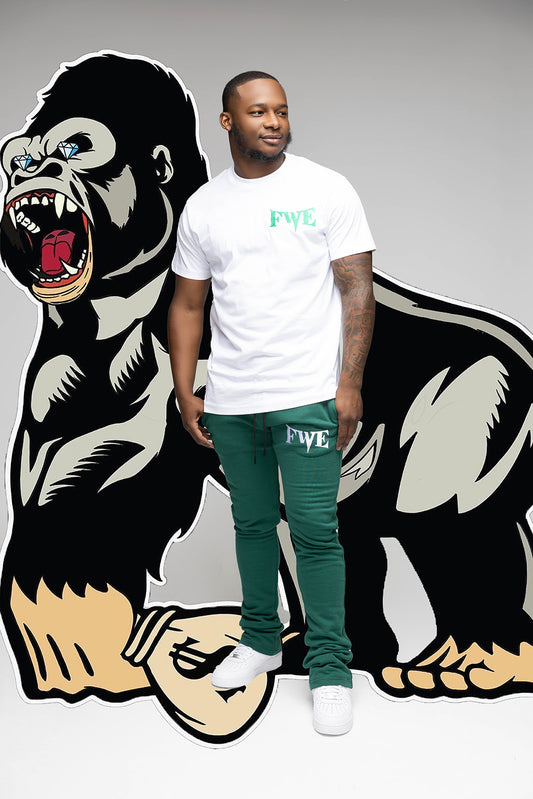 Green FWE Stacked Pants With T Shirt