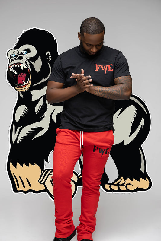 Red FWE Stacked Pants With T Shirt